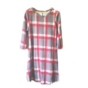 Cute! Sweet Claire Gingham Pattern Plaid Shift Dress, Womens Size Large